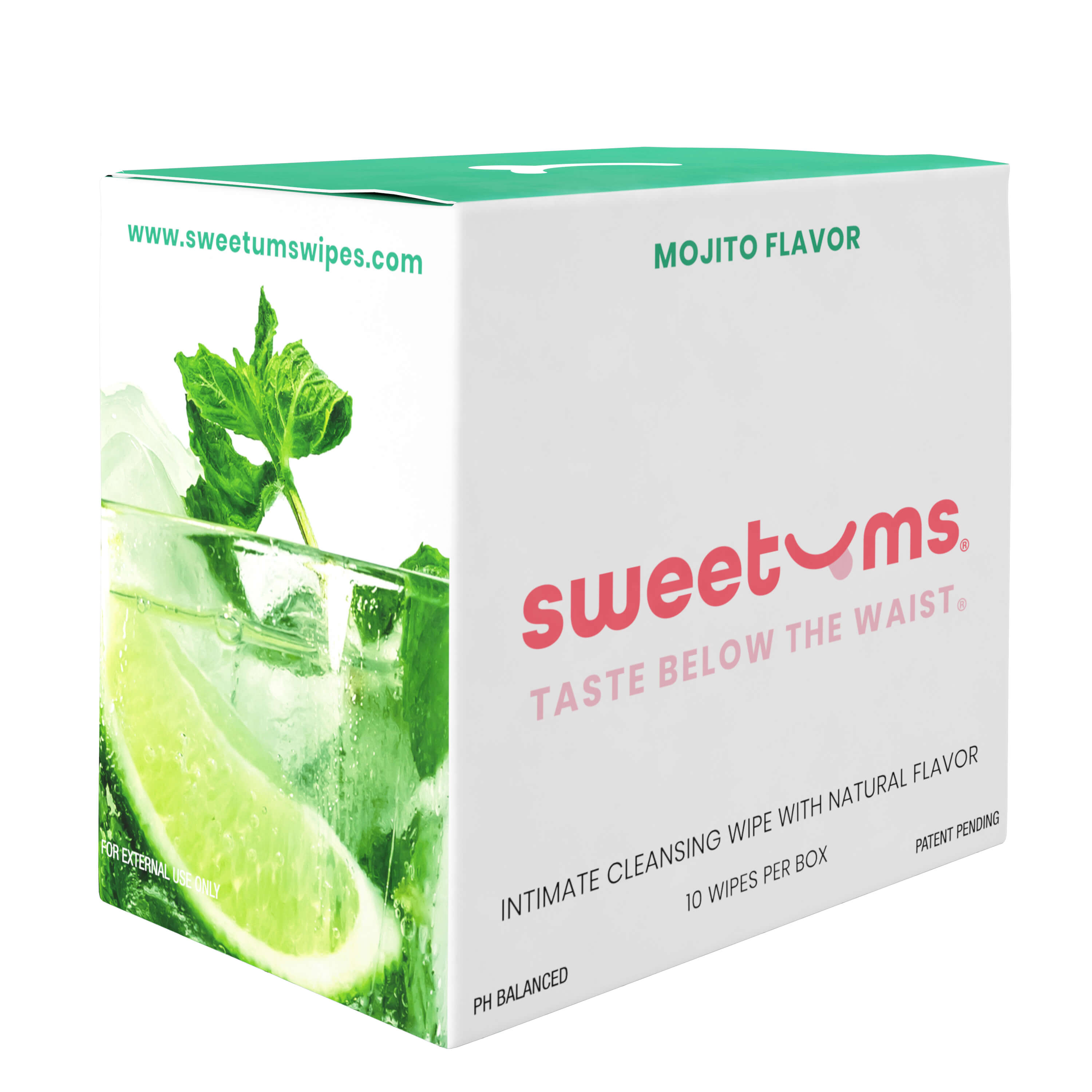 Sweetums Flavored Feminine intimate wipes - Mojito Box of 10